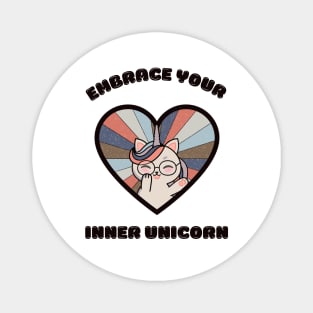 Embrace your inner unicorn - a cute kawaii caticorn Magnet